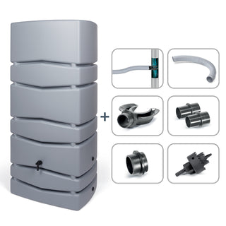 XXL Wassertank "AQUA TOWER" 650 Liter in Grau (GLATTE OPTIK) mit Füllautomat und Wasserhahn