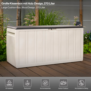 Kissenbox "Leonardo" in Creme Weiß 270 Liter Volumen