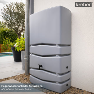 XXL Wassertank "AQUA TOWER" 650 Liter in Grau (GLATTE OPTIK) mit Füllautomat und Wasserhahn