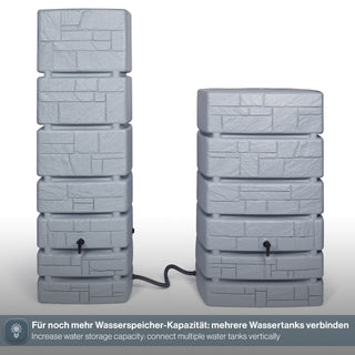XXL Wassertank "TOWER STONE" 350 Liter in Grau (STEIN OPTIK) mit Füllautomat und Wasserhahn