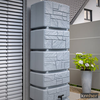 XXL Wassertank "TOWER STONE" 350 Liter in Grau (STEIN OPTIK) mit Füllautomat und Wasserhahn