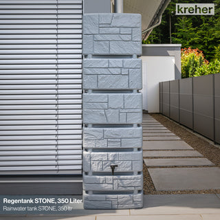 XXL Wassertank "TOWER STONE" 350 Liter in Grau (STEIN OPTIK) mit Füllautomat und Wasserhahn