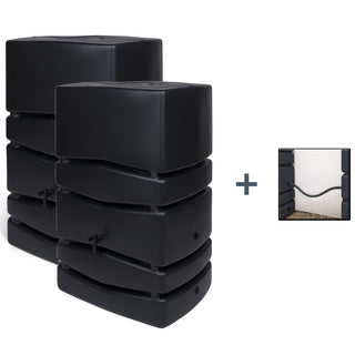 2 x XXL Wassertank "AQUA TOWER" (Glatte Optik) Wasserhahn und Verbindungsset (Volumen/Farbe wählbar)