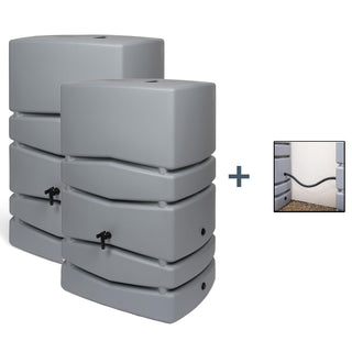 2 x XXL Wassertank "AQUA TOWER" (Glatte Optik) Wasserhahn und Verbindungsset (Volumen/Farbe wählbar)
