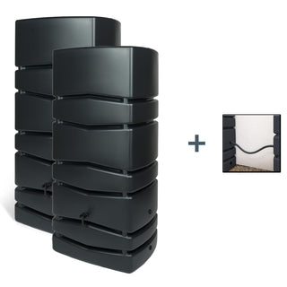 2 x XXL Wassertank "AQUA TOWER" (Glatte Optik) Wasserhahn und Verbindungsset (Volumen/Farbe wählbar)