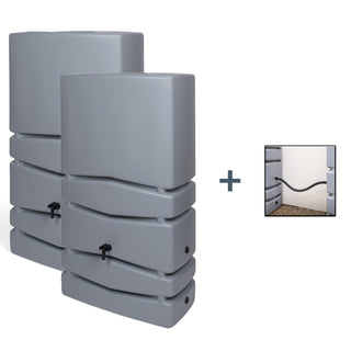 2 x XXL Wassertank "AQUA TOWER" (Glatte Optik) Wasserhahn und Verbindungsset (Volumen/Farbe wählbar)