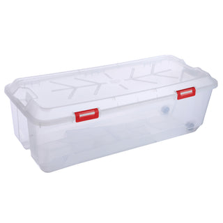 XXL Weihnachtsbaumbox mit Rollen - Transparente Kunststoffbox mit Deckel für Weihnachtsbaum, Weihnachtsdeko, Girlanden & Zubehör