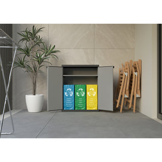 Bundle: ARMADIO Kunststoffschrank mit 1 Einlegeboden und zwei Türen + 3-teilige Recycling-Taschen