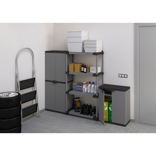 Bundle: ARMADIO Kunststoffschrank mit 1 Einlegeboden und zwei Türen + 3-teilige Recycling-Taschen