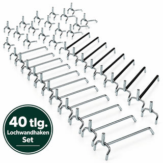 40 Stück Lochwandhaken aus Metall (2 x 20 Stück)