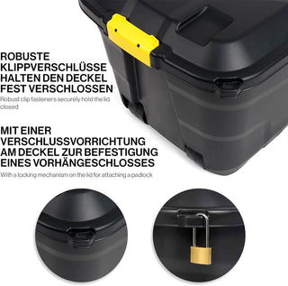 Transportbox/Rollbox mit Räder 75 Liter (Schwarz)