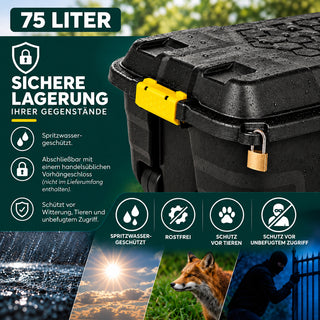 XL Transportbox "Heavy Duty" mit Deckel - rollbar - 75 Liter Volumen