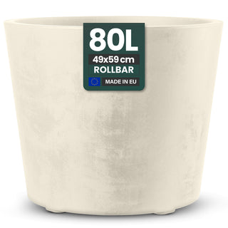 Rollbarer XXL Pflanzkübel "Millennium" 80 Liter in Creme Weiß