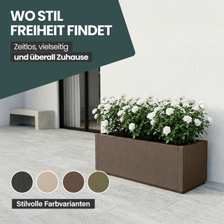 XXL Pflanzkasten "Ethica" in Struktur Optik breite Version in Taupé (Set wählbar)