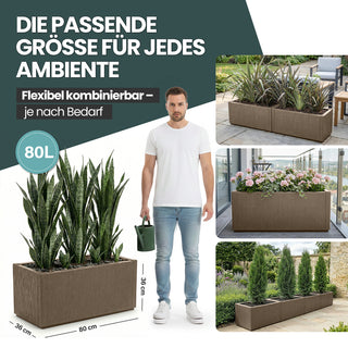 XXL Pflanzkasten "Ethica" in Struktur Optik breite Version in Taupé (Set wählbar)