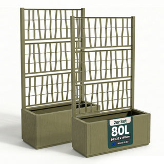 Set: 2 x XL SPALIER 'Ethica' - 80 x 36 x 140 cm - in Struktur Optik - breite Version - in Olivgrün