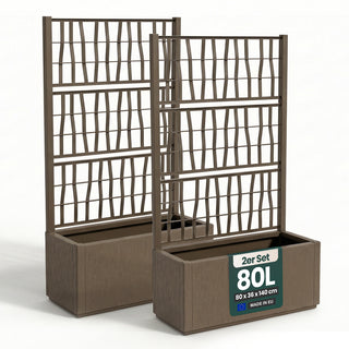 Set: 2 x XL SPALIER 'Ethica' - 80 x 36 x 140 cm - in Struktur Optik - breite Version - in Taupé