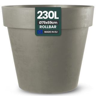 XXL Pflanzkübel / Pflanztopf „LIKE“ Ø 79 x H 69 cm - Braun - Rund, Rollbar - in Natur Stein Optik