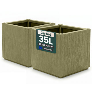 2 x Pflanzkasten "Ethica" in Struktur Optik schmale Version (Olivgrün)