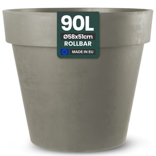 XL Pflanzkübel / Pflanztopf „LIKE“ Ø 58 x H 51 cm - Braun - Rund, Rollbar - in Natur Stein Optik