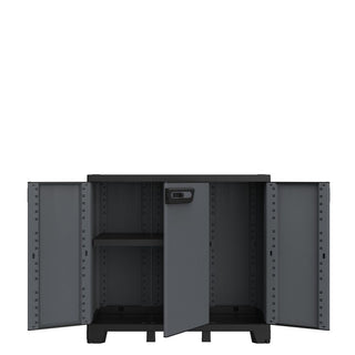Dreitüriger Kunststoffschrank 'Ardesia' in Schiefer Optik in Anthrazit (Variante wählbar)