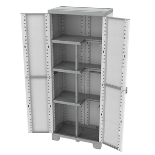 XL Universal/-Spindschrank mit 3 Böden 'Sequoia' in Holz Optik in Grau