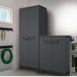 Kunststoffschrank 'Ardesia' mit 3 Einlegeböden / Spindschrank (2 in 1) in Schiefer Optik