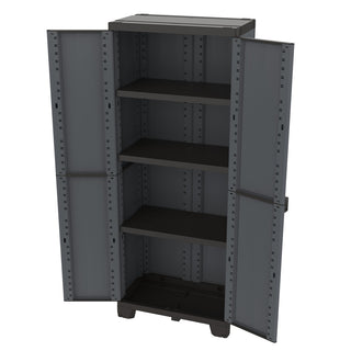 Kunststoffschrank 'Ardesia' mit 3 Einlegeböden / Spindschrank (2 in 1) in Schiefer Optik