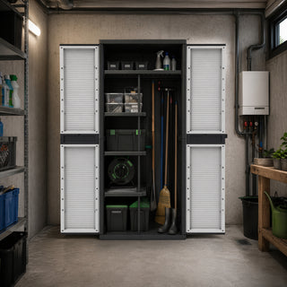 Kreher - Jumbo-Spindschrank mit Freifach (schwarz, grau)
