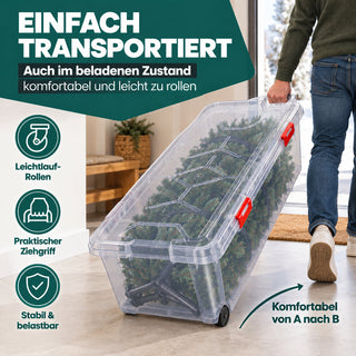 XXL Weihnachtsbaumbox 163 Liter, in transparent, rollbar - 1 Stück