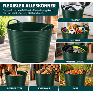 Flexibler Mehrzweckkorb 42 Liter (Dunkelgrün)