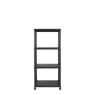 Kunststoffregal 12" Q-Brick mit 4 Böden in Schwarz und Lagerboxen (Set wählbar)
