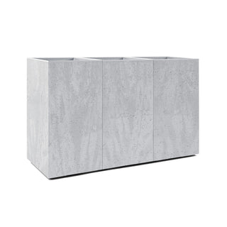 XXL Pflanzkasten "Karo" - Sichtschutz Beton-Optik Grau 86x28x57 cm - Rollbar mit 3 Pflanzeinsätzen - Strukturierte Oberfläche