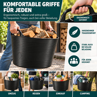 Flexibler Mehrzweckkorb 42 Liter (Schwarz)