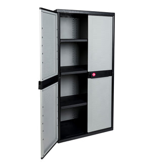 Kreher - Jumbo-Schrank mit 3 Böden (schwarz, grau)