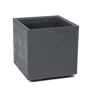 XL Pflanzkübel 'Eco Wood' in Holz Optik in Anthrazit, rollbar 40 x 40 x 40 cm