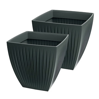 Eckiger Pflanzkübel 'LATIA' in Anthrazit (Größe/Set wählbar)