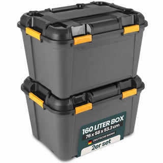 Wasserdichte Aufbewahrungsbox 'Bunker' 160 Liter mit Deckel - IPX7 (Set wählbar)
