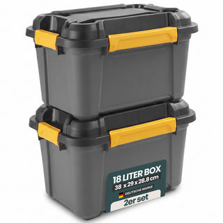 Wasserdichte Aufbewahrungsbox 'Bunker' 18 Liter mit Deckel - IP67 (Set wählbar)
