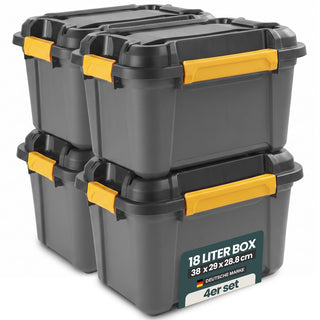 Wasserdichte Aufbewahrungsbox 'Bunker' 18 Liter mit Deckel - IP67 (Set wählbar)