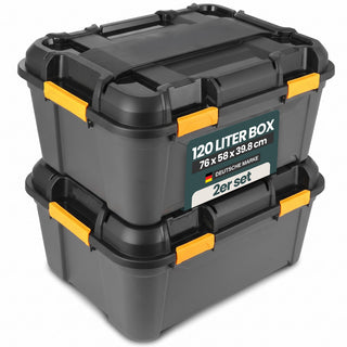 Wasserdichte Aufbewahrungsbox 'Bunker' 120 Liter mit Deckel - IPX7 (Set wählbar)