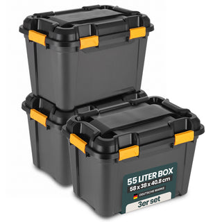 Wasserdichte Aufbewahrungsbox 'Bunker' 55 Liter mit Deckel - IP67 (Set wählbar)