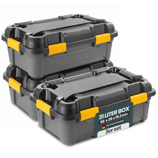 Wasserdichte Aufbewahrungsbox 'Bunker' 31 Liter mit Deckel - IP67 (Set wählbar)