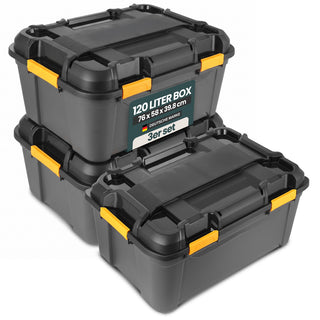 Wasserdichte Aufbewahrungsbox 'Bunker' 120 Liter mit Deckel - IPX7 (Set wählbar)
