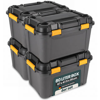 Wasserdichte Aufbewahrungsbox 'Bunker' 80 Liter mit Deckel - IPX7 (Set wählbar)
