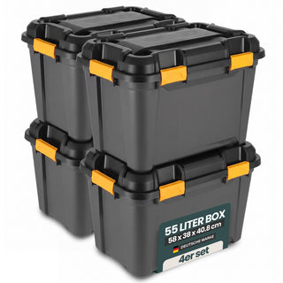 Wasserdichte Aufbewahrungsbox 'Bunker' 55 Liter mit Deckel - IP67 (Set wählbar)