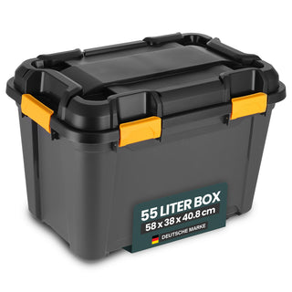 Wasserdichte Aufbewahrungsbox 'Bunker' 55 Liter mit Deckel - IP67 (Set wählbar)