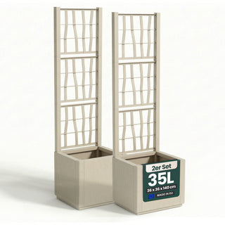 Set: 2 x XL SPALIER 'Ethica' - 36 x 36 x 140 cm - in Struktur Optik - schmale Version - in Beige
