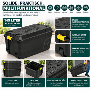 2 x XXL Transportbox "Heavy Duty" mit Deckel - rollbar - 145 Liter Volumen