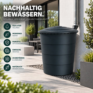 XXL Regentonne 'Smooth' mit Deckel 510 Liter, in Anthrazit